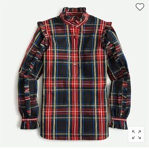 Classic-fit ruffle popover in black Stewart tartan